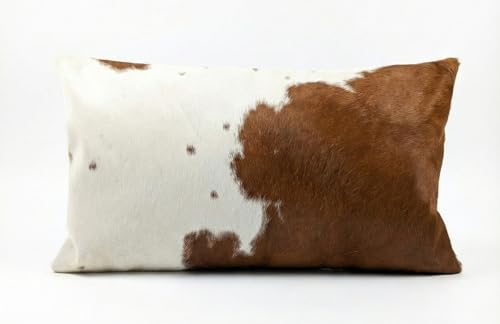NGF Genuine Cowhide Lumber Pillows Cushion Cover - Leather Hair on 12' x 22' Throw Pillow - Handmade Leather Cushion Case with Hidden Zipper for The...