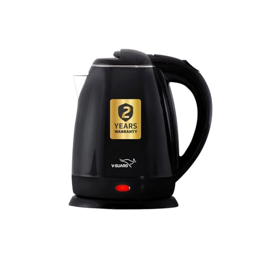 V-Guard Plastic Vkp15 Prime 1.5 Litre Electric Kettle/Double Wall Kettle With Cool Touch Body/1500 Watt/Boil Dry Protection (Black),1500 Watts,1.5 Liter