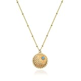 gdcoin dainty gold necklace for women 14k gold plated engraved medallison coin pendant necklaces link chain bohemian necklace adjustable simple choker necklace for women jewelry