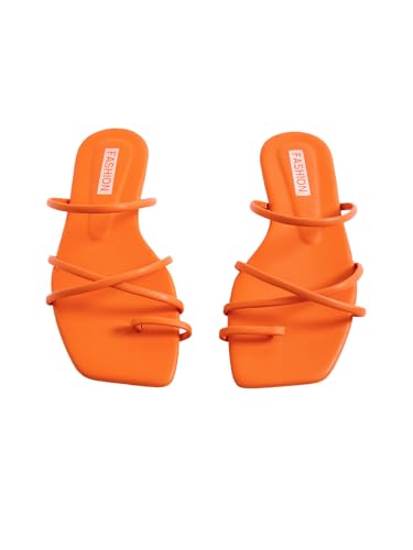 GORGLITTER Women's Criss Cross Strap Flat Sandals Ring Toe Thong Flip Flop