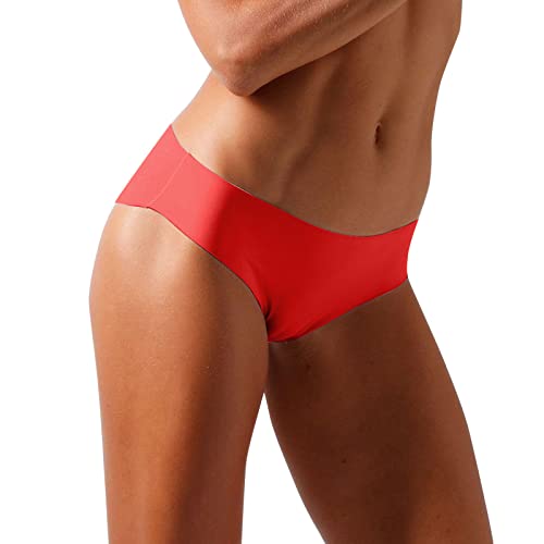 Calzoncillos para mujer, bragas de ropa interior para mujer, sin costuras, pantalones deportivos de seda de hielo para mujer, de cintura baja, sin costuras, sin costuras, pantys, rojo, XXL