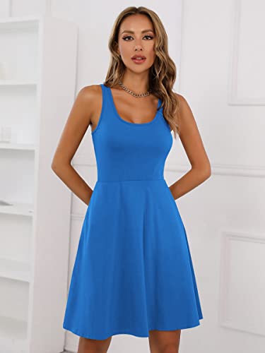 Image of Missufe Women's Sleeveless Racerback Flared Casual Plain Tank Dress