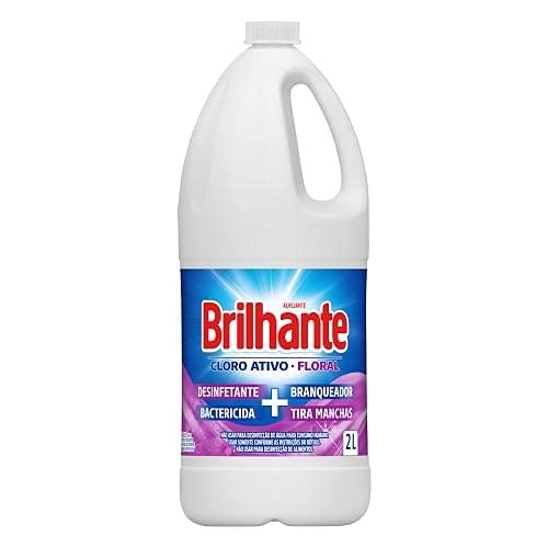 Alvejante Uso Geral Desinfetante, Bactericida, Branqueador e Tira-Manchas com Cloro Ativo Floral Brilhante Frasco 2l, Brilhante