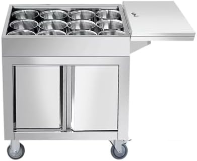 Commercial Sandwich Salad Prep Table - Wheeled Stainless Steel Condiment Rack, Versatile Ingredient Station for Restaurants, Food Trucks & Catering (Silver-A)