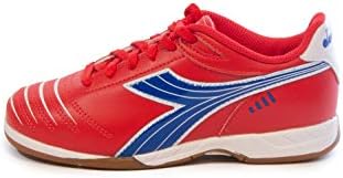 Diadora Kids' Cattura ID JR Indoor Soccer Shoes (10.5 Little Kid, Red/Royal Blue)