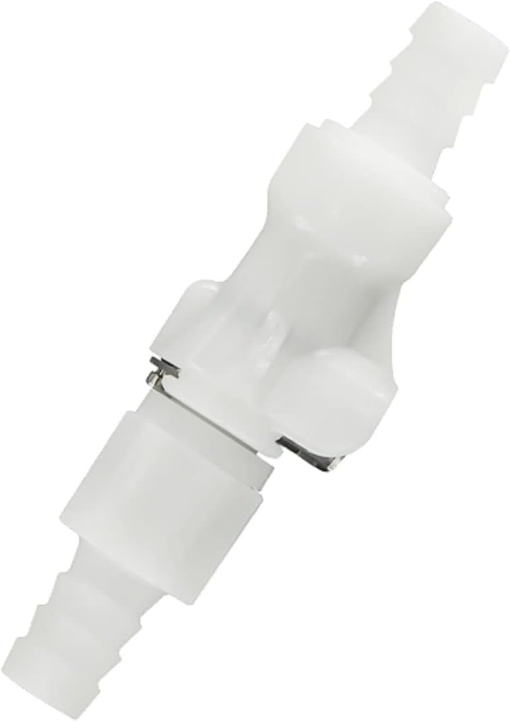 1/4" 3/8" 5/16" Plastic Hose Barb In-Line Quick Connector, Quick Release Vacuum Disconnect Coupling, Shut-Off Valved Insert Tube Quick Connect Fittings (1 Male+ 1 Female)(3/8")