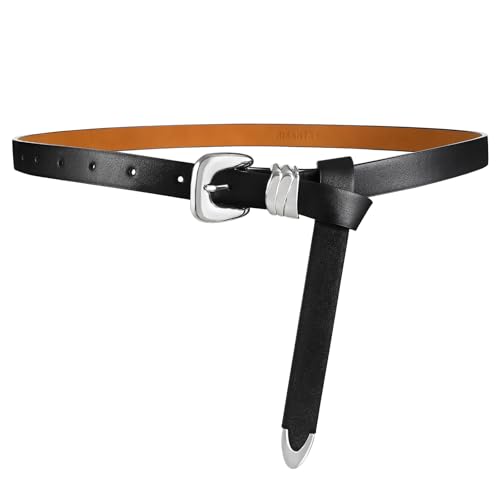 Black Belt for Women Sleek Silver Buckle Minimalist Strap for Trousers Classic Black Women’s Belt for Jeans