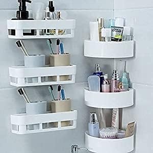 Liya Fashion ABS Plastic Kitchen Bathroom Wall Holder Storage Rack, Corner Shelf (White Colour only) -Combo of 6 Pieces Plastic Wall Shelf (3 Bathroom Shelves + 3 Corner Triangle Shelves) (B0CKBVLVTW) Amazon Price History, Amazon Price Tracker