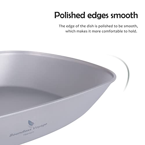 iBasingo 25cm Titanium Plate Dish Ultralight Metal Pan Outdoor Camping Portable Dinnerware Fish Fruits Snacks Vegetable Kitchen Service Tray Bowl Durable Tableware (Ti1114T-L) - Image 3