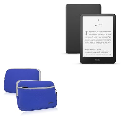 BoxWave Case Compatible with Amazon Kindle (11th Gen 2024) - SoftSuit with Pocket, Soft Pouch Neoprene Cover Sleeve Zipper Pocket - Super Blue