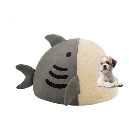 Lit Réchauffant Chat, Maison pour Chiot en Forme De Requin, Panier Chaud Doux pour Chaton, pour Maîtres Soucieux du Froid Période de Convalescence Nuit...