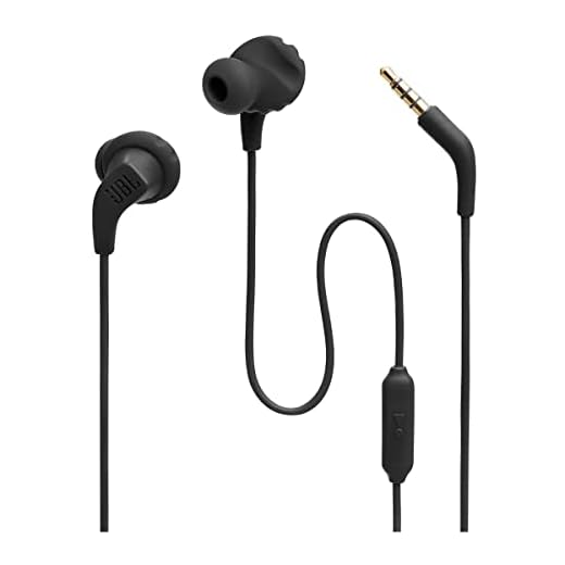 JBL Endurance Run 2 Wired - Waterproof Wired Sports in-Ear Headphones, Pure Bass Sound, Hands-Free Calls, Never Hurt. Never Fall Out. (Black)