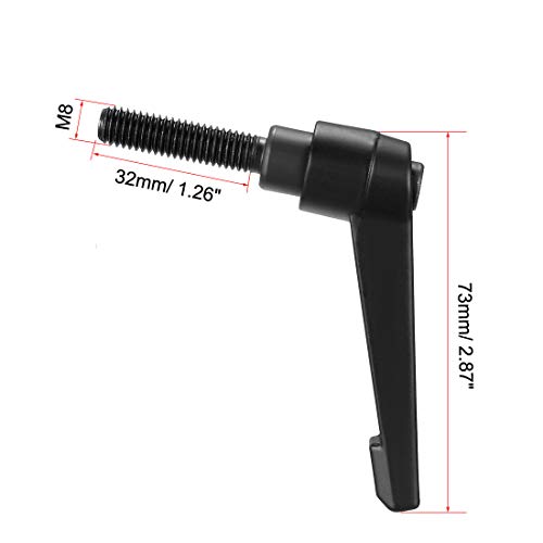 Image of uxcell M8 x 32mm Handle Adjustable Clamping Lever Thread Push Button Ratchet Male Threaded Stud Knobs Quick Release Screw Handles Bolts with Locking Lever Black 3pcs