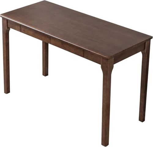 ODCVKRT Solid Wood Desk, Gaming Study Home Office Desks for Work, Student PC Desk for Bedroom, Small Computer Desk for Small Spaces, Easy to Assemble (Walnut Color, 47inch)