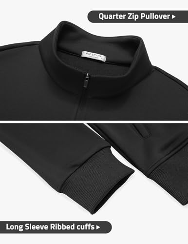 PINSPARK Men's Quarter Zip Up Pullover Mock Neck Sweatshirts Warm Midweight Long Sleeve Polo Shirt with Pockets Casual4