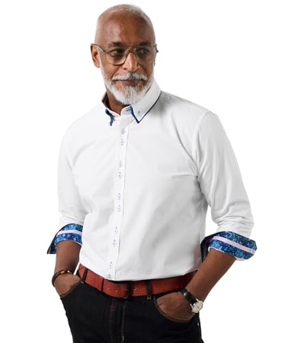 Joe Browns Men's Smart Double Collar Long Sleeve Shirt, Regular, White, UK XL