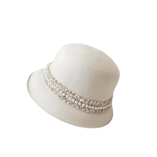 PTEXTU Autumn and Winter Hat Children's Pearl Fisherman Hat Felt Hat Hepburn Wind Pot Hat
