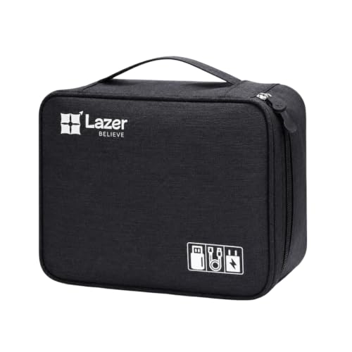 Lazer Accessories Electronics Accessories Organizer Universal Carry Polyester Travel Cable Bag for USB Power Bank Phone Charger Perfect Size for Headphones Memory Card,Hard Drive Multi-Function(Black)