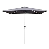 ABCCANOPY Rectangular Solar Powered Patio Umbrella Outdoor Umbrellas, Tilt and Crank for Patio Deck and Pool Market Table Umbrella with 26 LED Lights, 6.6 by 9.8 Ft