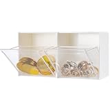 byepica 2-Pack Wall-Mounted Cotton Ball Dispensers, 3.3 X 1.8 X 3.3 Inch Storage Containers for Hairpins...
