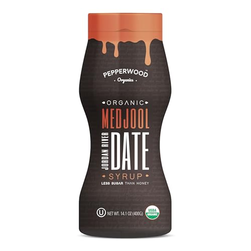 Organic Medjool Date Syrup 14 Ounce (400g) - 100% Pure Jordan River Medjool Dates - Non-GMO, Kosher - by Pepperwood Organics