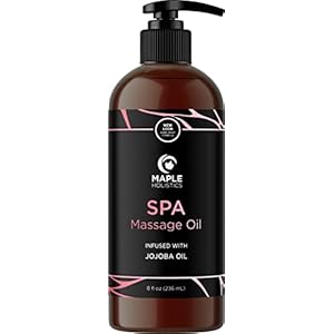 Calming Massage Oil for Massage Therapy – Home Spa Full Body Massage Oil for Sore Muscles for Pro or Home Use with Moisturizing Sweet Almond Oil and Lavender Essential Oil – Non Greasy or Staining