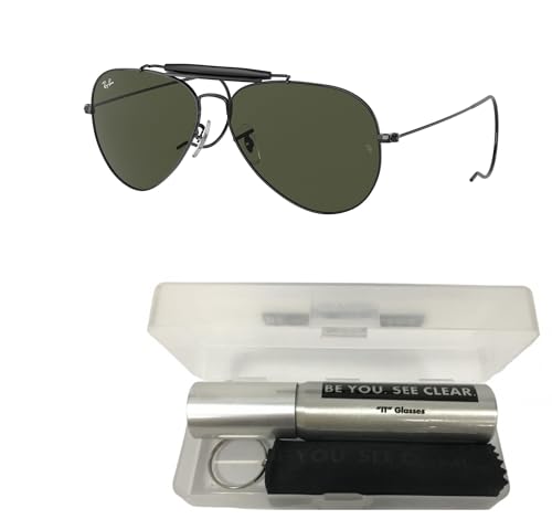 Ray-Ban RB3030 Sunglasses Bundle: RB 3030 OUTDOORSMAN I L9500 Outdoorsman I Black G-15 Gree and Eyewear Cleaning Kit2