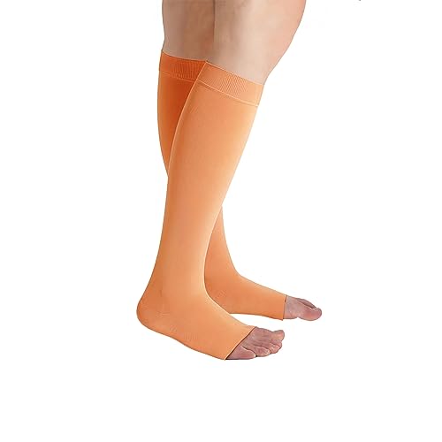 Image of Juzo Soft 15-20 mmHg Compression Stockings, Knee High, Open Toe | Compression Socks for Women / Men for Tired, Aching or Swollen Legs, Minor Varicosities