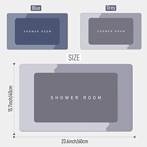DecroXmas Diatom Mud Floor Mat Absorbent Diatomite Bath Mat Grey Non-slip Bathroom Floor Mats for Home Kitchen Bedroom Bathroom15.7x23.6 Inch