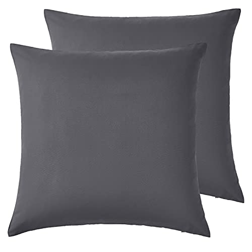 Hansleep Funda de Almohada 65x65cm de Microfibra - Juego de 2 Fundas de Almohadas 65x65cm - Fundas de Cojines de Calidad con una Suavidad Incomparable Gris Oscuro con Cremallera