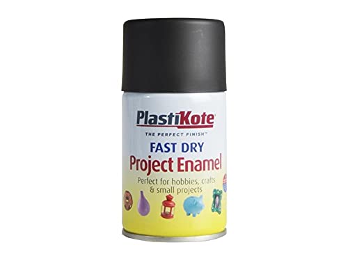 Plasti-Kote Fast Dry Enamel Spray Paint Matt Black 100ml – Quick-Dry, Durable Matte Finish for Metal, Wood & Plastic – Ideal for Touch-Ups, DIY, Crafts & Home Projects