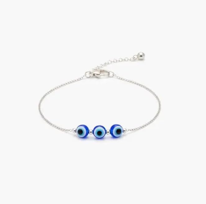 Image of High Trendz Evil Eye Anklet for Women & Girls | Silver Plated Nazar Charm Anklet | Adjustable Minimal Foot Jewellery | Gift for Birthday, Rakhi, Valentine