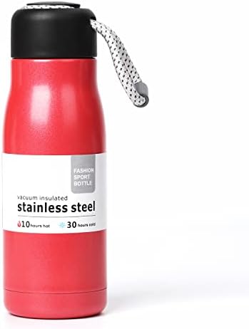 Dusgut Small Water Bottle 12 oz, Insulated Water Bottle,Stainless Steel,Wide Mouth Portable Lid, Cherry Red