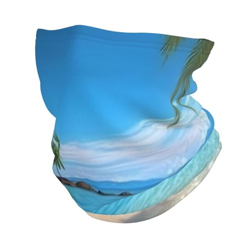 QGGHNISD Maschera da collo per uomo/donna, con simbolo della salsa messicana, elastica, calda, antivento, per sport all'aria aperta, moto, corsa, ciclismo, sciarpa, Spiaggia hawaiana con palme, Taglia