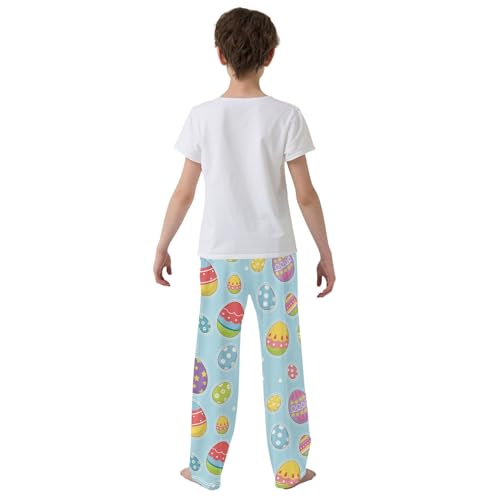 ZZXXB Colorful Eggs Print Boys Long Pants Soft Trousers Elastic Waist Kids Lounge Bottoms with Pockets S-XL3