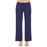 Nautica Women's Sleep Pants, 100% Cotton Jersey, Navy, L