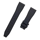 HCBBCEW Cinturino in caucciù e silicone da 22 mm compatibile con cinturino accessori Portofino Chiusura pieghevole in acciaio inossidabile(Black,22MM LETTER ON_WITHOUT BUCKLE)