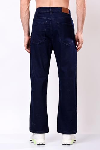 Image of EditLook Men's Denim Cotton Blend Oversized Loose Baggy Fit Mid Rise Jeans Pants for Men