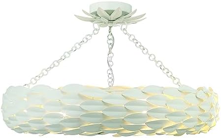 Crystorama Broche 6 Light Matte White Semi Flush Mount