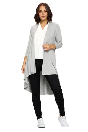 Image of Women's 3 /4 Sleeve Soft Open Front Casual Flowy Long Viscose Made from Bamboo Cardigan