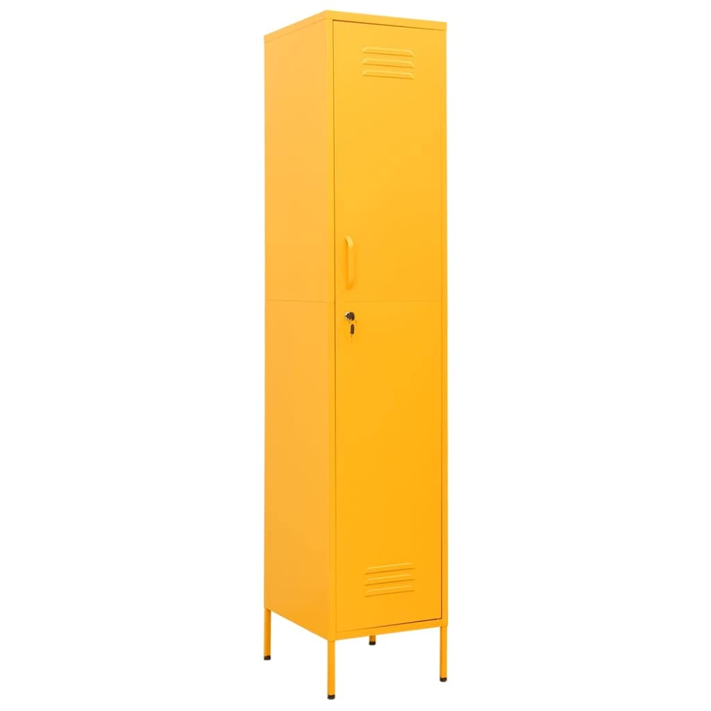 vidaXL Locker Cabinet Household Office Living Room School Furniture Modern Storage Locker-Style Filing Cabinet Organiser Mustard Yellow Steel