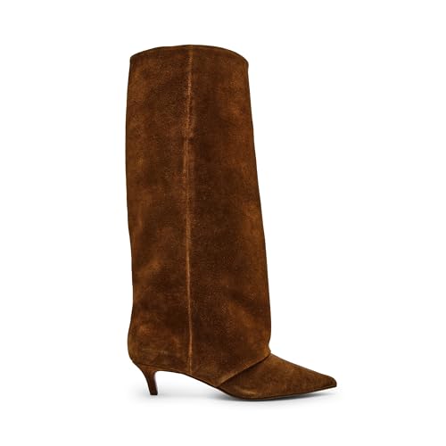 Steve Madden Women's Luca Knee High Boot, Chesnut Suede Wide Calf, 5.5
