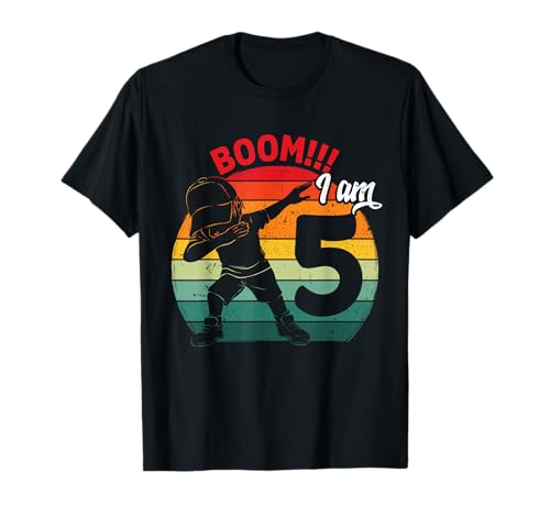 Dabbing Boy Fifth 5th Birthday Party 5 Five Years Old Kids Camiseta