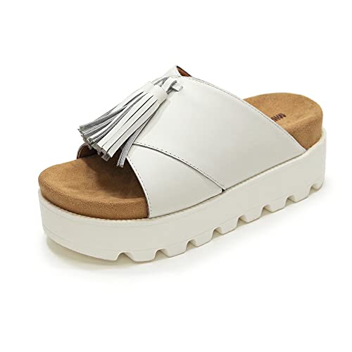 [ミネトンカ] 正規品 タッセルボリュームサンダル【23M06】 厚底 つっかけ WHITE 8インチ(25.0cm)のサムネイル