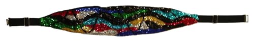 Sequin Beaded Fashion Belt, Adjustable Waist Belt with Snap Closure, Gold Sparkle, 33-50 Inch Waist, 28 Pack (Rainbow Zig Zag)