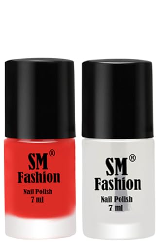 Image of Long Lasting Nail Polish | Nail Paint Combo 7 ml Each) - Set of 2 Candy Orange-Top Coat