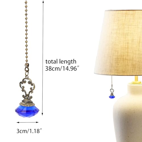 Image of 1Pcs Crystal Ceiling Fan Pull Chains Ornament Colorful Diamond Pendant Switch with 12 Inches Line Bead for Ceiling Light Desk Lamp blue
