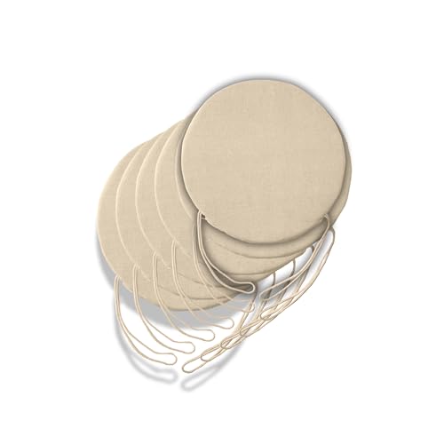 Juego De 6 Cojines Redondos Para Silla De Cocina Desmontables, Cojines Para Sillas De Estar Cojines De Silla Con Cordones Espesor De 3 Cm Decoraciones Para El Hogar Marfil, Diámetro 35 Cm