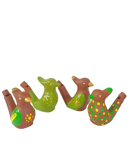 Shopping Shots GO Green,Nature Calling!! Pack of 4 Hand-Painted Clay Terracotta Bird Water Whistle to get Natural Birds Chirping souds and give Your Home Decor aglance of Nature