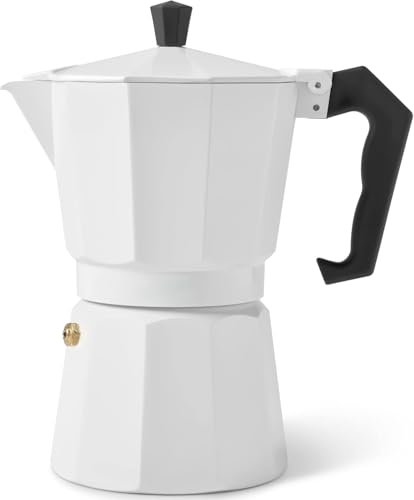 Image of Aluminium Espresso Coffee Maker, Moka Express 6 Cups Espresso Maker /Percolator /Stovetop /Filter Coffee Maker for Italian Mocha Coffee Moka Pot (260 ML, White)